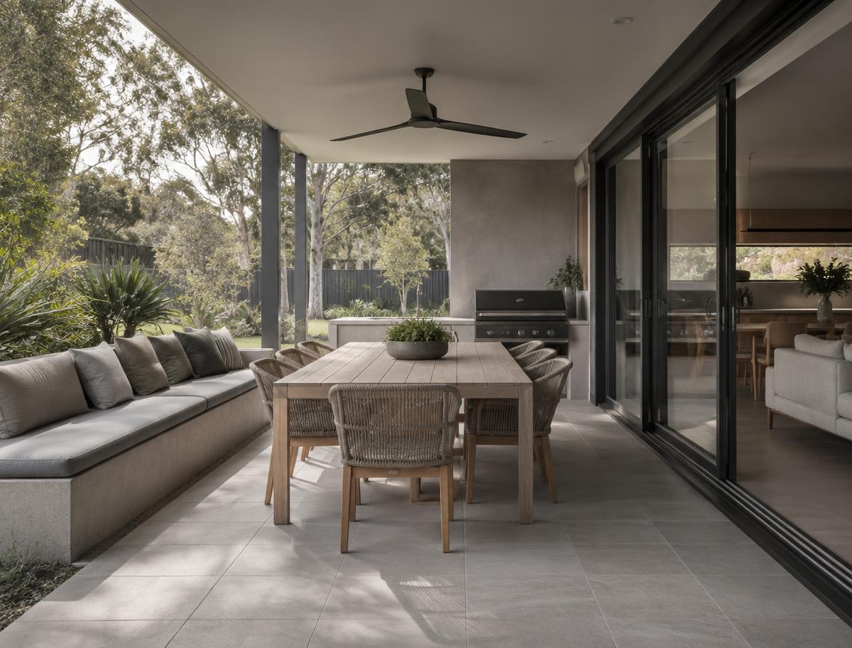 Covered outdoor living area delivered as part of major home improvements on the Gold Coast